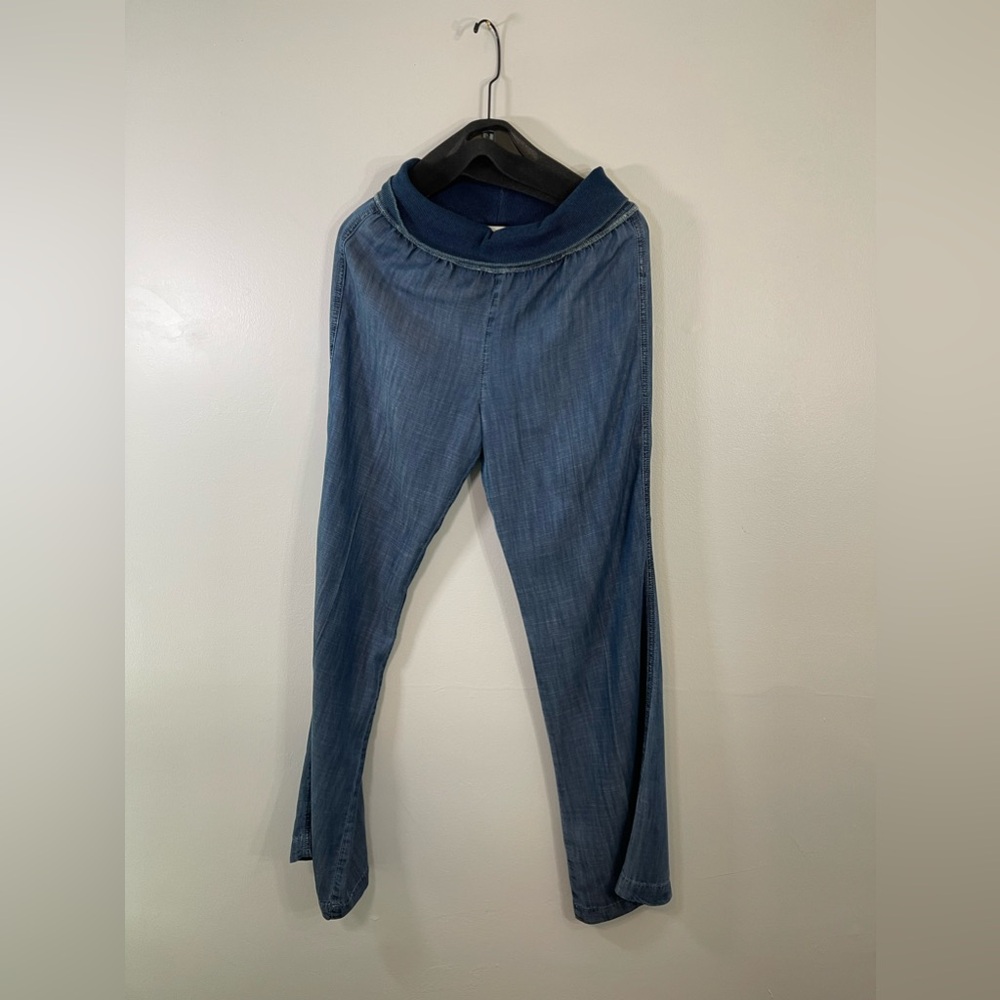 Anthropologie Blue Wide-Leg Pull-On Pants
